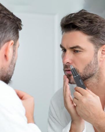 Nose and Ear Hair Trimmer for Men, Rechargeable 3 in 1 Hair Trimmers for Nose Ear Eyebrow & Body Detail Hair Removal, No Pull No Snag Men's Grooming with High Speed, 3 Heads
