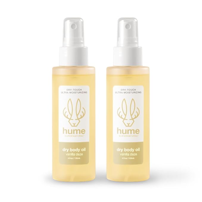 HUME SUPERNATURAL Dry Body Oil Spray - Moisturizing Oil for Dry Skin, After Shower Body Oils for Women and Men, Nourishing, Hydration, Glow, Vanilla Daze, 2-Pack