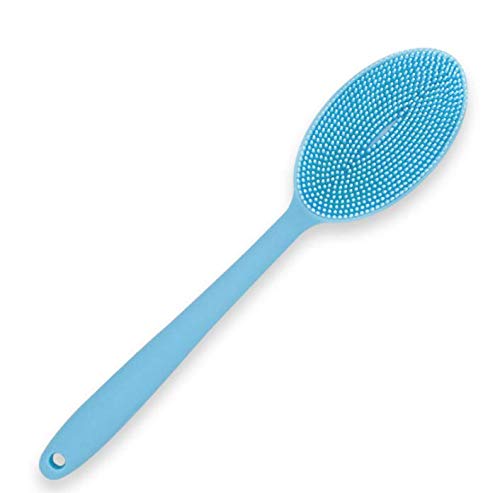 Loofah Exfoliating Body Scrubber 2 in 1 Face and Body Silicone Scrubber - Silicone Shower Brush Bath Sponge Loofa Blue