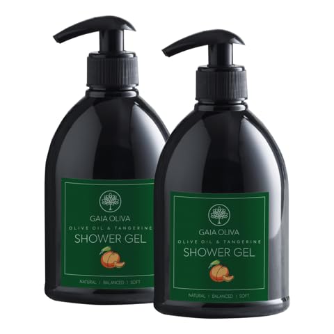 Olive Oil Shower Gel – Natural Body Wash with Tangerine, Hydrating, Moisturizing Body Wash for Women & Men, Plant-based Bath & Shower Gel for Dry Skin, 16.9 Fl Oz (Pack Of 2)