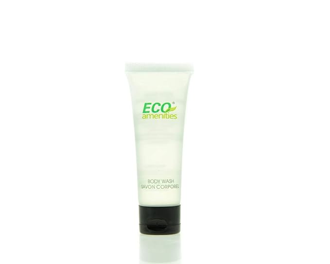 ECO Amenities Travel Size 1oz Body Wash (BULK 200 Pack) - 30ml Bulk Hotel Body Wash Supplies for Guests - Green Tea Scent Eco body wash for woman, Body wash for men, Biodegradable Container