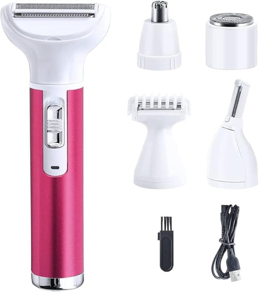 5 in 1 Electric Razor for Women Removal for Body Nose Hair Trimmer Face Shavers Eyebrow Legs Armpit Bikini Area Pubic Underarms Painless Rechargeable Portable Facial Hair Removal