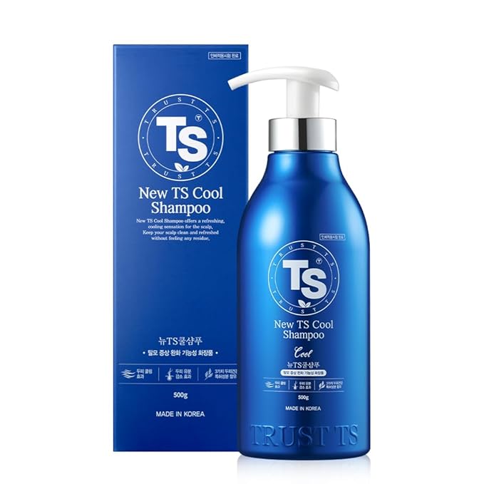 TS New TS Cool Shampoo | Cooling Korean Shampoo with Mint & Tea Tree Oil | Hair Loss Care with Dexpanthenol, Salicylic Acid | Suitable for Oily Scalp (17.6 Fl Oz)