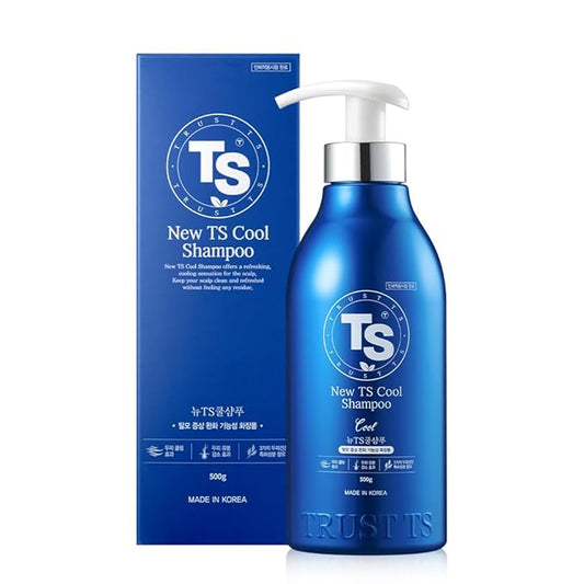TS New TS Cool Shampoo | Cooling Korean Shampoo with Mint & Tea Tree Oil | Hair Loss Care with Dexpanthenol, Salicylic Acid | Suitable for Oily Scalp (17.6 Fl Oz)
