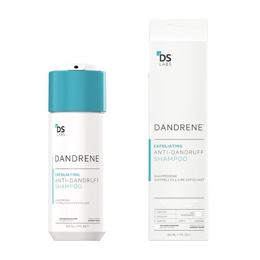 DS Labs Dandrene Dandruff Shampoo, 205mL - for Flaky, Itchy Scalp, Exfoliating Shampoo for Dry Scalp, Seborrheic Dermatitis & Scalp Psoriasis, Color Safe, Sulfate Free, With Nanosome Technology