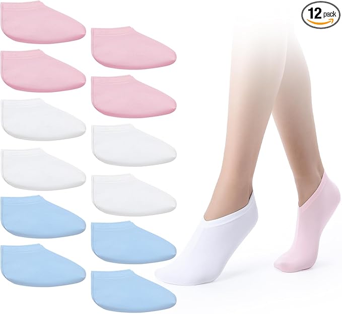 12 Pairs Moisturizing Socks Overnight for Dry Feet Cotton Spa Lotion Cotton Moisture Enhancing Cosmetic Moisturizing Socks for Women Men Foot Care Dry Cracked Feet (Bright,Mix Color)