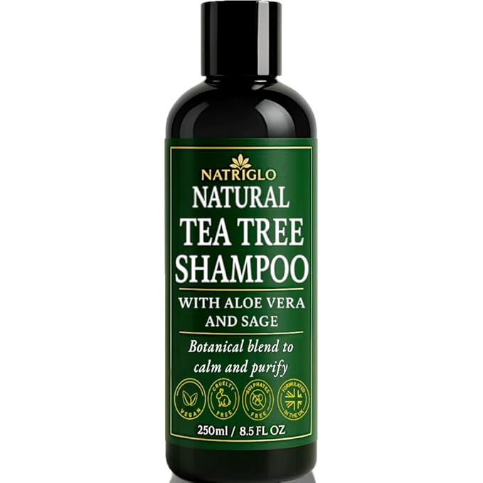 Organic Tea Tree Oil Shampoo | Anti Dandruff | Sulfate Free Shampoo for Itchy Scalp, Dry, Flaky Hair | Sensitive Scalp Care | Natural, Vegan, SLS Free, Cruelty Free | Women | Men