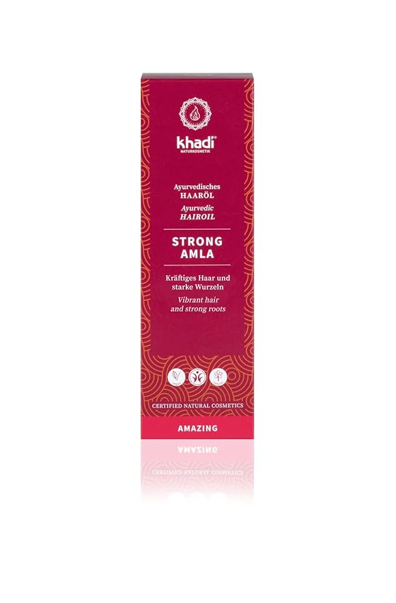 khadi STRONG AMLA hair oil, 100% natural, herbal, vegan, promotes growth, prevents hair loss & gray hair, strengthens roots, silicone-free, Ayurvedic hair care, organic beauty 1.69oz