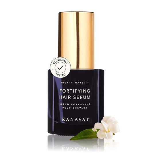 RANAVAT Mighty Majesty Travel Size Hair Serum - Fortifying Hair Oil Serum for Scalp Hydration, Frizz Control, & Hair Shine - With Jasmine and Amla Extract (0.5 oz)