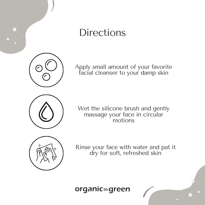 Organic to Green - Silicone Facial Brush (Gray) Antimicrobial Silicone Face Scrubber, Gentle Face Exfoliator for Sensitive Skin, Eco Friendly Facial Cleansing Brush (Gray)