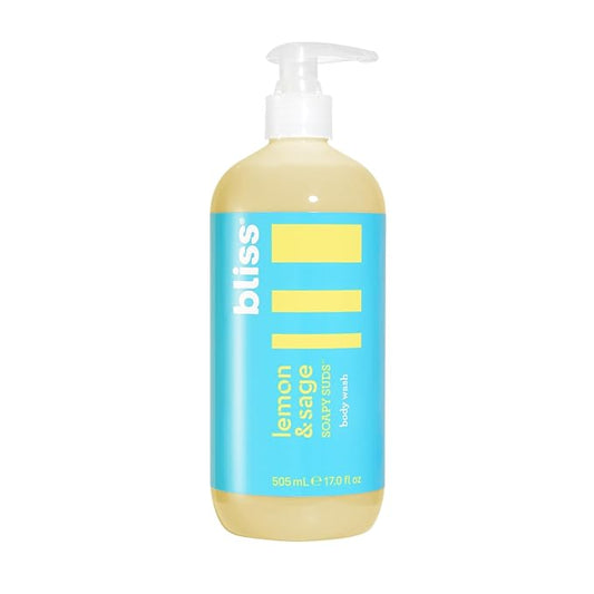 Bliss Soapy Suds Body Wash - Lemon and Sage - 17 Fl Oz - Gentle and Hydrating for Supremely Soft Skin - Paraben Free - Vegan & Cruelty Free