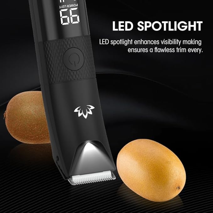 Manscape Trimmer for Men - Electric Body Hair Trimmer with Light, IPX7 Waterproof Electric Razor for Balls/Pubic/Groin/Legs/Chest Hair Removal, Lightweight with LED Display, Gifts for Him Dad