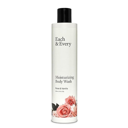 Each & Every Sensitive Skin Body Wash for Women & Men - Rose & Vanilla - Moisturizing All Natural Body Wash & Shower Gel in Recyclable Packaging - Paraben, Sulfate & Cruelty-Free (10 Fl Oz)