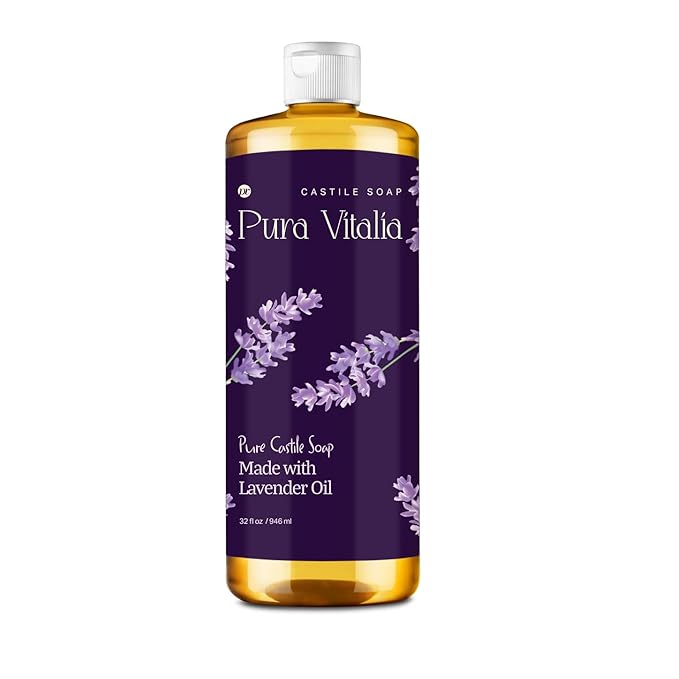 Lavender Organic Castile Soap | Body Wash & Cleanser for Face & Hands | Biodegradable, Eco-Friendly, Palm Oil Free, Vegan & Gentle | Made with 6 Natural Ingredients - 32 oz