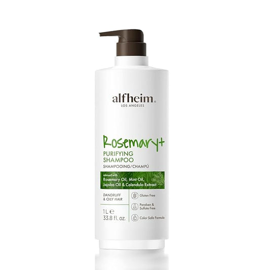 ALFHEIM Rosemary+ Purifying Shampoo | Rosemary, Mint & Jojoba Oil Infused | Gentle Cleansing While Balancing for Oily Scalp & Removing Build-Up | Sulfate-Free ＆ Paraben-Free | 33.8 fl oz