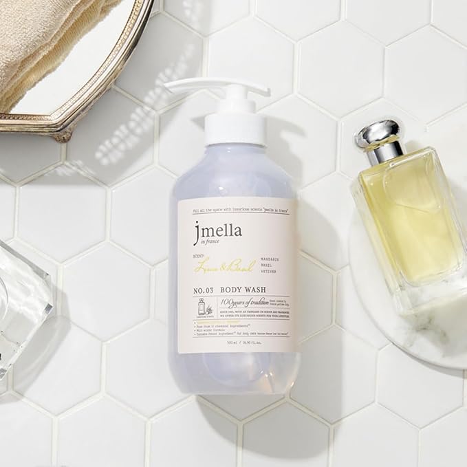 jmella in france Lime and Basil Body Wash Wash -luxury fragrance Made by French Performer- Chemical free-Free From 7 kinds of Paraben -33.8 FLoz