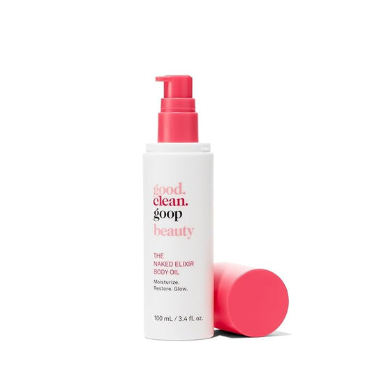 good.clean.goop beauty The Naked Elixir Body Oil | Body Oil to Hydrate Skin Barrier | Vitamin E Oil, Turmeric Root Extract & Saffron Extract | Body Moisturizer | Cruelty-Free & Vegan | 3.4 Fl oz