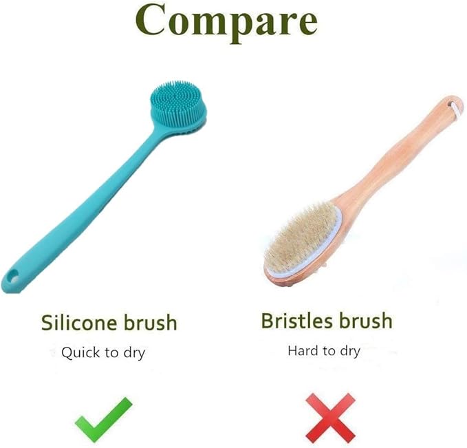 Silicone Body Scrubber, Long Handle Back Scrubber for Shower, Silicone Body Brush Shower Scrubber for Body, Shower Srush Back Brush Body Exfoliator