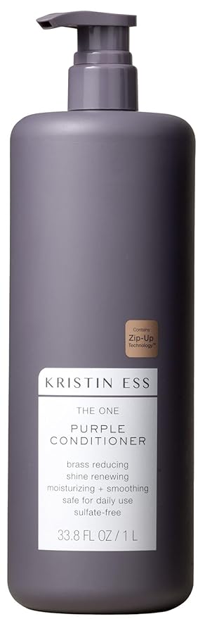 Kristin Ess Hair The One Purple Conditioner - Toning for Blonde Hair, Neutralizes Brass + Yellow Tones, Moisturizing Conditioner, Keratin Safe, 33.8 fl oz
