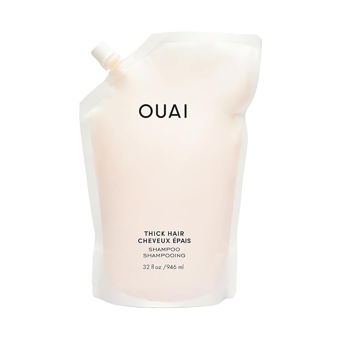OUAI Thick Shampoo Refill - Moisturizing Shampoo with Keratin, Marshmallow Root, Shea Butter & Avocado Oil for Thick Hair - Strengthens & Hydrates - Paraben, Phthalate, Sulfate Free Shampoo (32 Fl Oz)