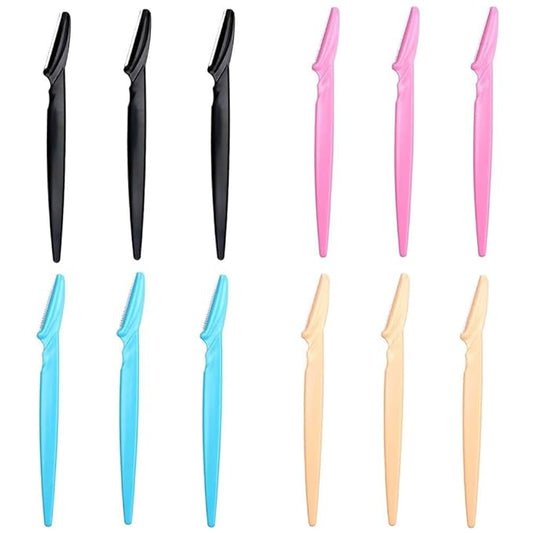 Eyebrow Razor for Women, iDeep 12 Pcs Eyebrow Razor with Safety Cover 4 Color Facial Hair Removal Shavers Dermaplane Razor for Women Eyebrow Knife for Trimming and Shaping Eyebrows