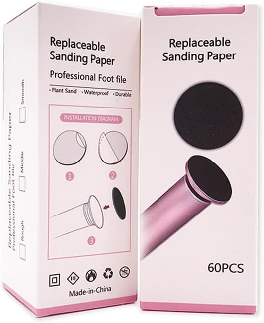 1 Box (60pcs) Replacement Sandpaper Pad Disks Discs (80 Grit&100 Grit) for Electric Foot File Callus Remover Machine