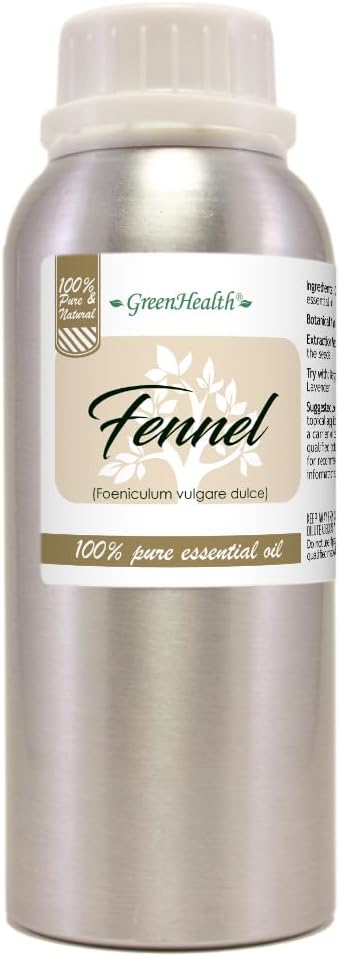 Fennel Essential Oil – 8 fl oz (237 ml) Aluminum Bottle w/Plug Cap – 100% Pure & Natural Essential Oil for Aromatherapy, Relaxation & DIY – GreenHealth