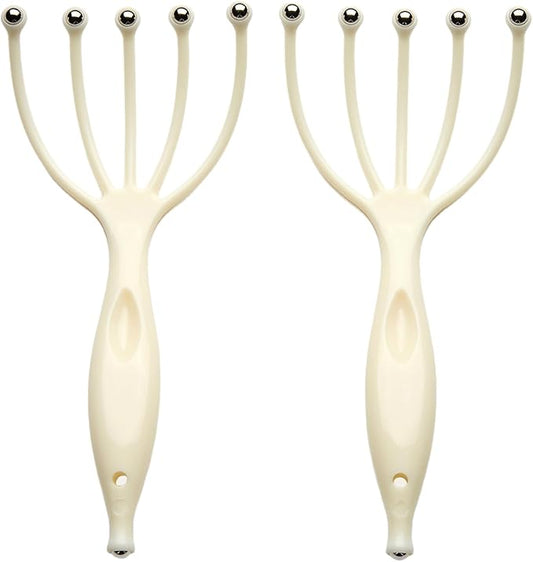 Head Massager,Protable Handheld SPA Scalp Massage Tool for Deep Relaxation & Stress Reduction Wet and Dry in The Office Home SPA (2-Pack) (White White)