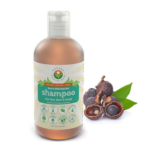 Natural Shampoo for Dry Hair & Scalp - Organic, Raw & Wildcrafted w/Probiotics, Hypoallergenic, Hydrating Shampoo - 9 Oz