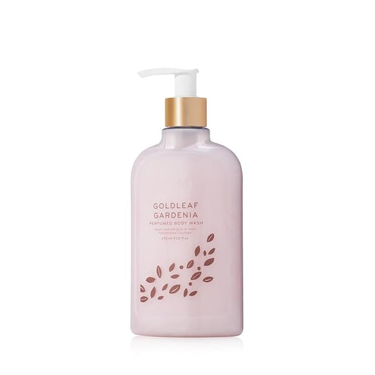 Thymes Moisturizing Body Wash with Pump - Body Soap - Bath Products - Skin Care - Liquid Soap with Notes of Gardenia, Rose, Jasmine, Amber, Patchouli, & Praline (Goldleaf Gardenia, 9.25 fl oz)