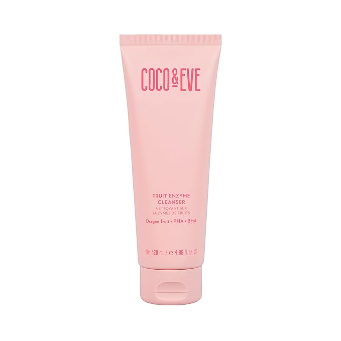 Coco & Eve Fruit Enzyme Cleanser. Water Based Gentle cleanser for Radiant Complexion. Refines Pores, Exfoliates and Moistuizes Skin. BHA, Prebiotic, Papaya Enzyme & Vitamin E (4.06 fl oz)