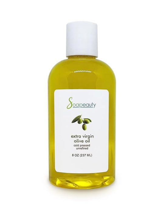 Soapeauty Extra Virgin Olive Oil | 100% Pure & Natural Unrefined Cold-Pressed Carrier Oil | Massage & Body Oil | for Skin, Face, Hair, and Soap Making | Carrier for Essential Oils - 8 Fl Oz