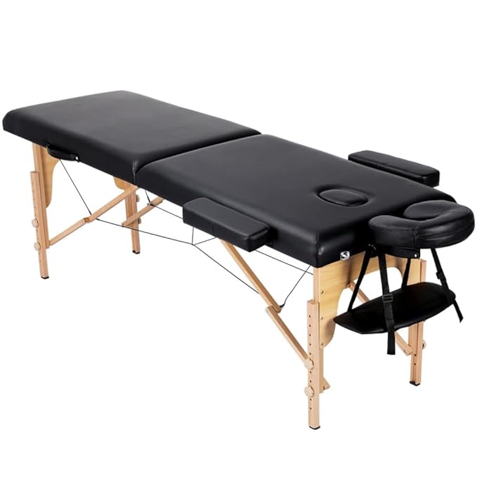 Yaheetech Massage Table Lash Bed Portable Massage Spa Bed Beauty Tattoo Table Adjustable for Eyelash Tech Physical Therapy Couch, Black