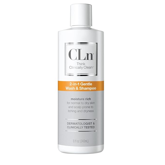 CLn® 2-in-1 Gentle Wash & Shampoo- Multi-functional Cleanser for Skin & Scalp Prone to Irritation, Flaking, Itching, Dryness & Razor Bumps, Fragrance-Free & Paraben-Free, 8 fl. oz.