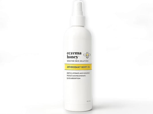 ECZEMA HONEY Antioxidant Body Oil - After Shower All Over Body Oil Spray for Skin - Eczema-Prone & Sensitive Moisturizing Skin Oil - Unscented Body Oils for Women, Men & Kids (8 Fl Oz)