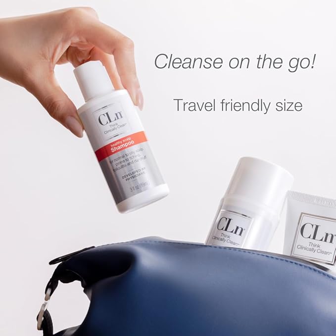 CLn Shampoo with Salicylic Acid – 3 fl oz, Clarifying Anti Dandruff Shampoo for Oily Hair, Itchy or Flaky Scalp Prone to Dandruff, Folliculitis & Seborrheic Dermatitis, Hypoallergenic Formula