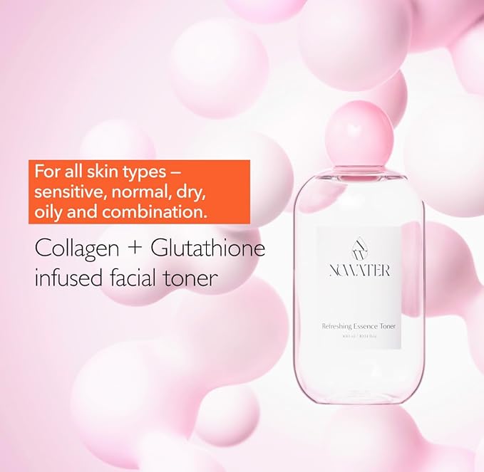NOWATER Collagen Facial Toner – Collagen, Glutathione, Salmon Egg Extract – Boosts Elasticity, Hydration & Firming – Daily Wrinkle Care Face Toner, Korean Skincare (10.14 fl oz)