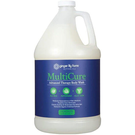 Ginger Lily Farms Botanicals MultiCure Advanced Therapy Body Wash with Tea Tree Oil, Peppermint and Aloe Vera, 100% Vegan & Cruelty-Free, 1 Gallon (128 fl oz) Refill