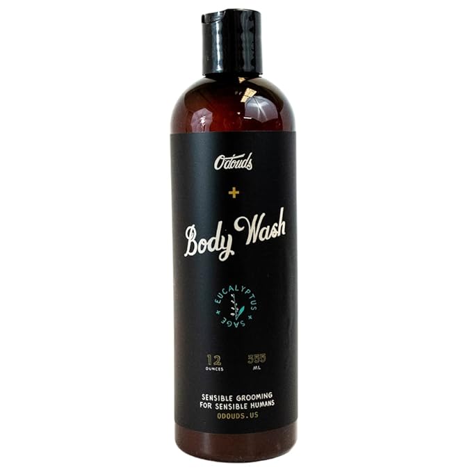 O'Douds Body Wash - All Natural Body Wash for Men & Women - Plant-Based, Vegan Body Wash - Jojoba Oil, Aloe Vera, Coco Betaine & Vegetable Glycerin - Eucalyptus & Sage Scent (12 oz.)