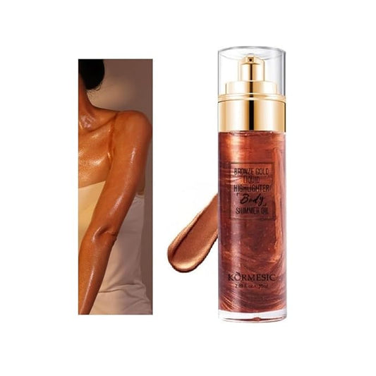 Shimmer Body Oil, Waterproof Lasting Moisturizing Luster Illuminates Glowing Skin.(BRONZE)