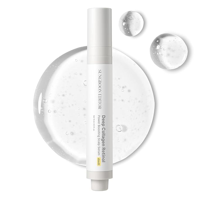 SUNGBOON EDITOR Deep Collagen Retinol Power Boosting Scalp Serum | Roll On Hair Growth, Hair Thickening Serum, Itchy & Dry Scalp Treatment, Caffeine, Biotin, Rosemary – Korean Hair Care, 0.5 fl oz