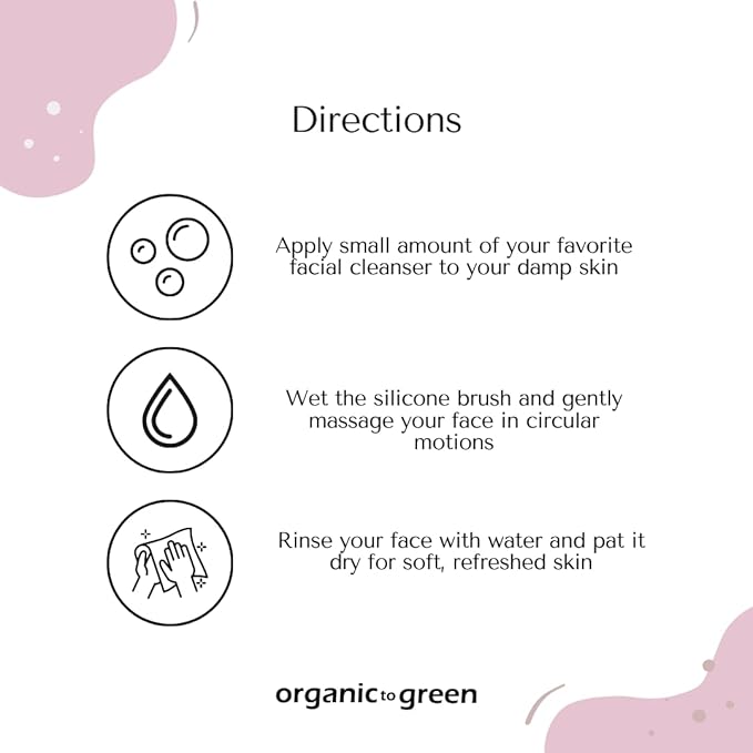 Organic to Green - Silicone Facial Brush (Pink) Antimicrobial Silicone Face Scrubber, Gentle Face Exfoliator for Sensitive Skin, Eco Friendly Facial Cleansing Brush (Pink)