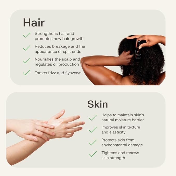 The Earthling Co. Hair & Body Oil - Promote Hair Growth, Strengthen & Moisturize All Hair Types - Helps Frizz & Damage with Natural Rosemary & Vegan Keratin For Dry Hair & Scalp (2.5 oz, Juniper Sage)