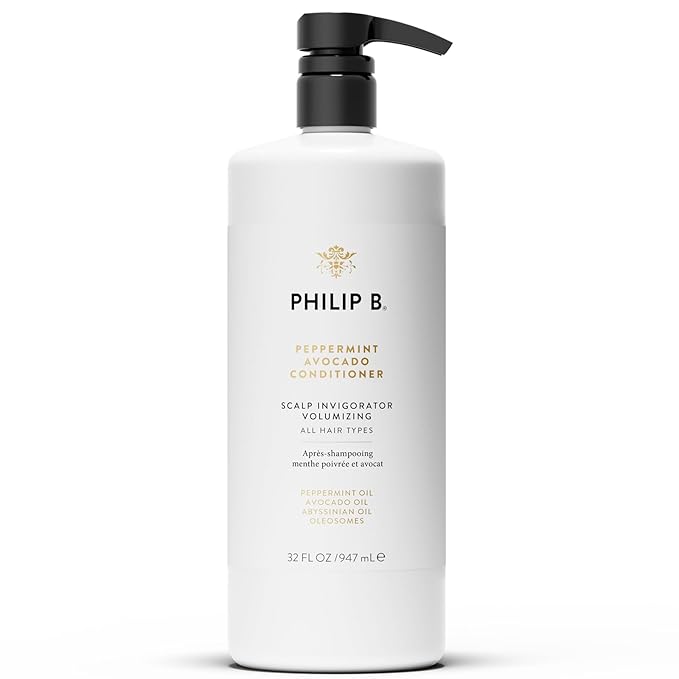 PHILIP B Peppermint Avocado Conditioner, 32 fl. oz. (947 ml) - Adds Volume to Hair While Peppermint Oil and Eucalyptus Invigorates the Scalp With a Tingly Sensation