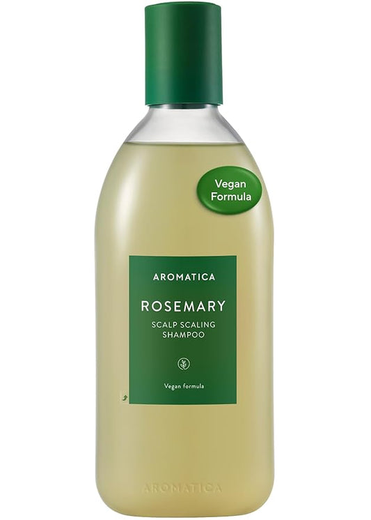 AROMATICA Rosemary Scalp Scaling Shampoo - Korean Hair Care with Thinning Hair Loss Natural Rosemary Essential Oil for Women - Vegan Hair Growth - Free from Sulfate, Silicone, and Paraben (13.53 oz)