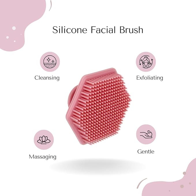 Organic to Green - Silicone Facial Brush (Pink) Antimicrobial Silicone Face Scrubber, Gentle Face Exfoliator for Sensitive Skin, Eco Friendly Facial Cleansing Brush (Pink)