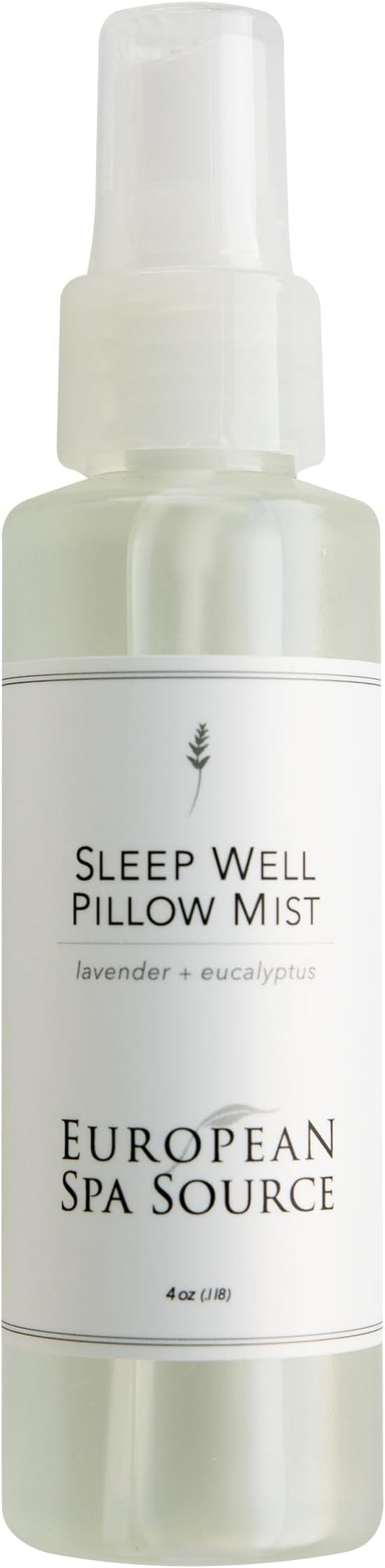 Sleep Well Eucalyptus + Lavender Pillow Mist Spray for Aromatherapy, at Home Spa Experience, Tension Relief, Sleep Support, and Relaxation, 4 fl oz.