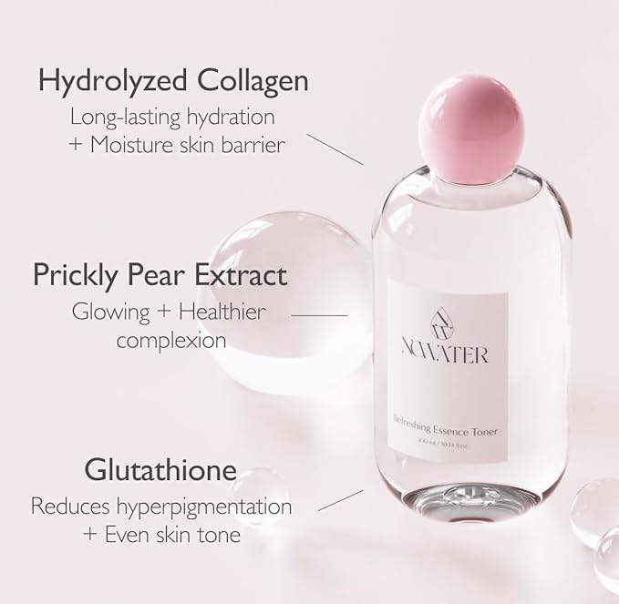 NOWATER Collagen Facial Toner – Collagen, Glutathione, Salmon Egg Extract – Boosts Elasticity, Hydration & Firming – Daily Wrinkle Care Face Toner, Korean Skincare (10.14 fl oz)