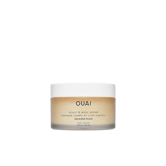 OUAI Scalp & Body Scrub Travel Size, Melrose Place - Exfoliating Body Scrub with Sugar & Coconut Oil Blend for Smooth, Moisturized Skin - Gentle for Removing Product Build Up (3.4 Oz)