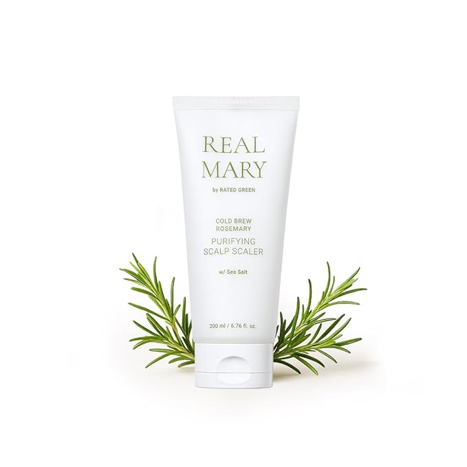 RATED GREEN Real Mary Cold Brew Rosemary Purifying Scalp Scaler with Sea Salt | Korean Deep Cleanse for Dry, Itchy, Flaky Scalp | Hypoallergenic Hair Care for Oily Scalp & Dandruff, 6.76 fl oz